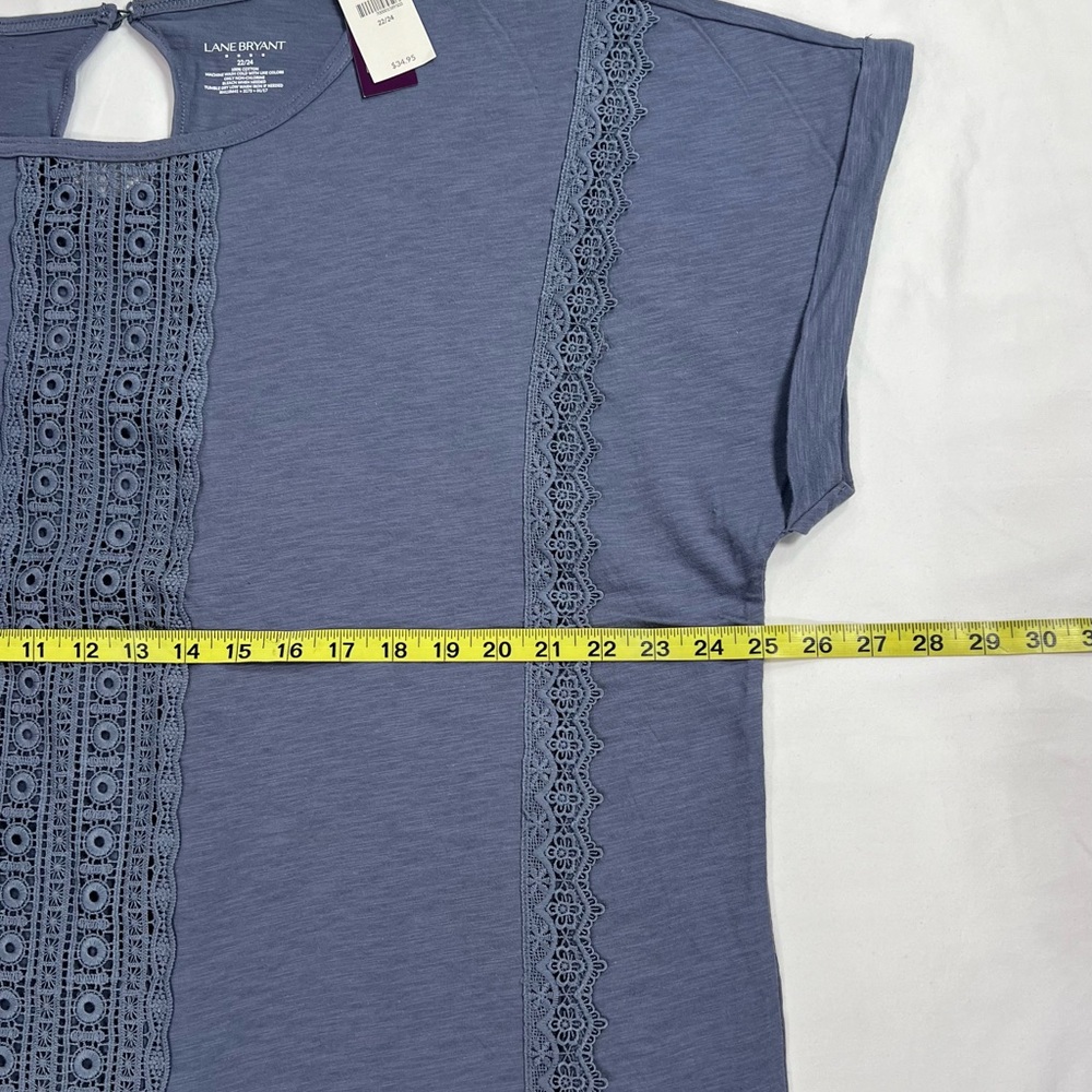 NWT Lane Bryant Top 22/24 Size 2X Blue Short Sleeve 100% Cotton key hole - Picture 3 of 4